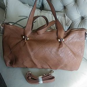 Leather bag gold trim